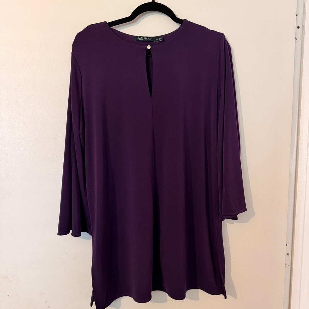 Ralph Lauren Deep‎ Purple Keyhole Tunic Top - Picture 2 of 4